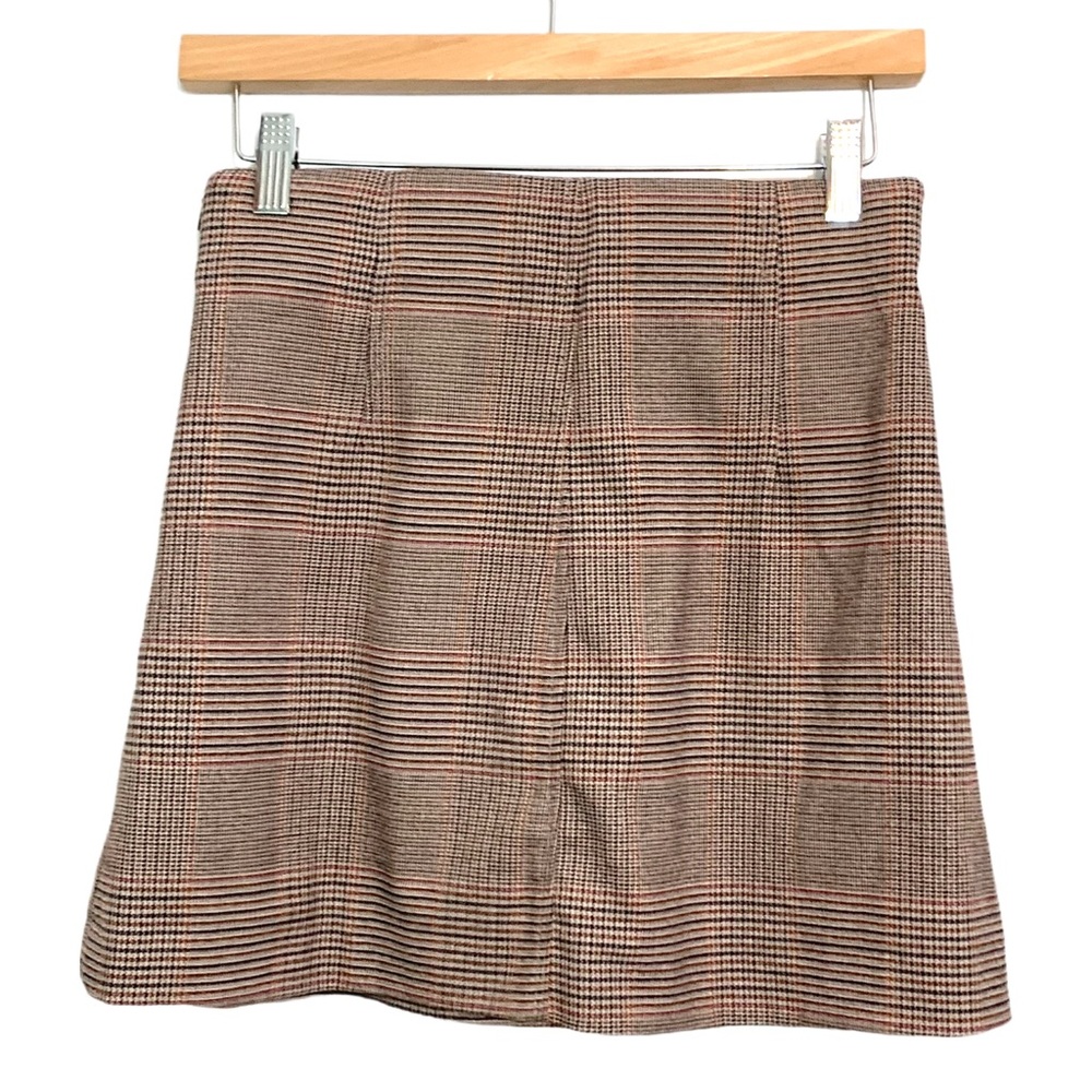 Zara Brown Plaid Mini Skirt High Waisted Size XS - Picture 4 of 10